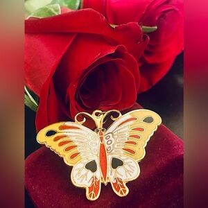 Vintage Enamel Butterfly Pendant/ Brooch